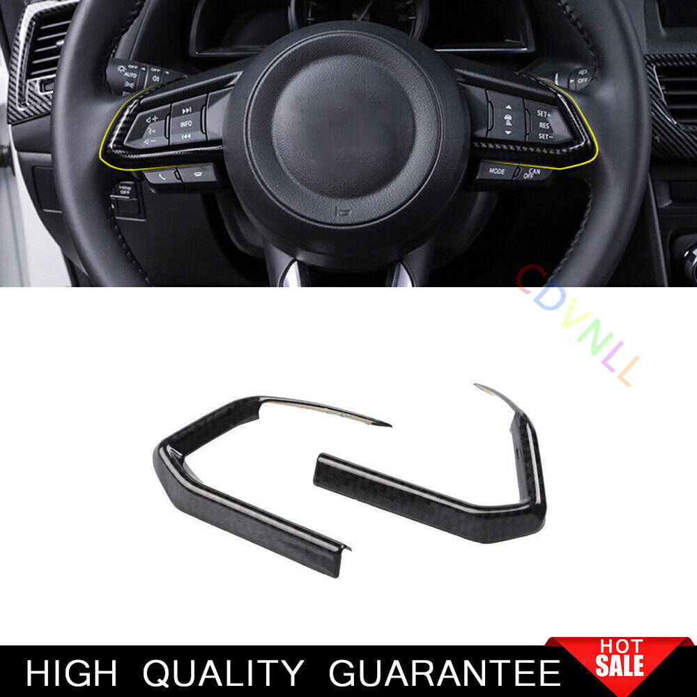 for Mazda 3 Axela 2017-2019 Carbon Fiber ABS Steering Wheel Button Cover Trim 2P