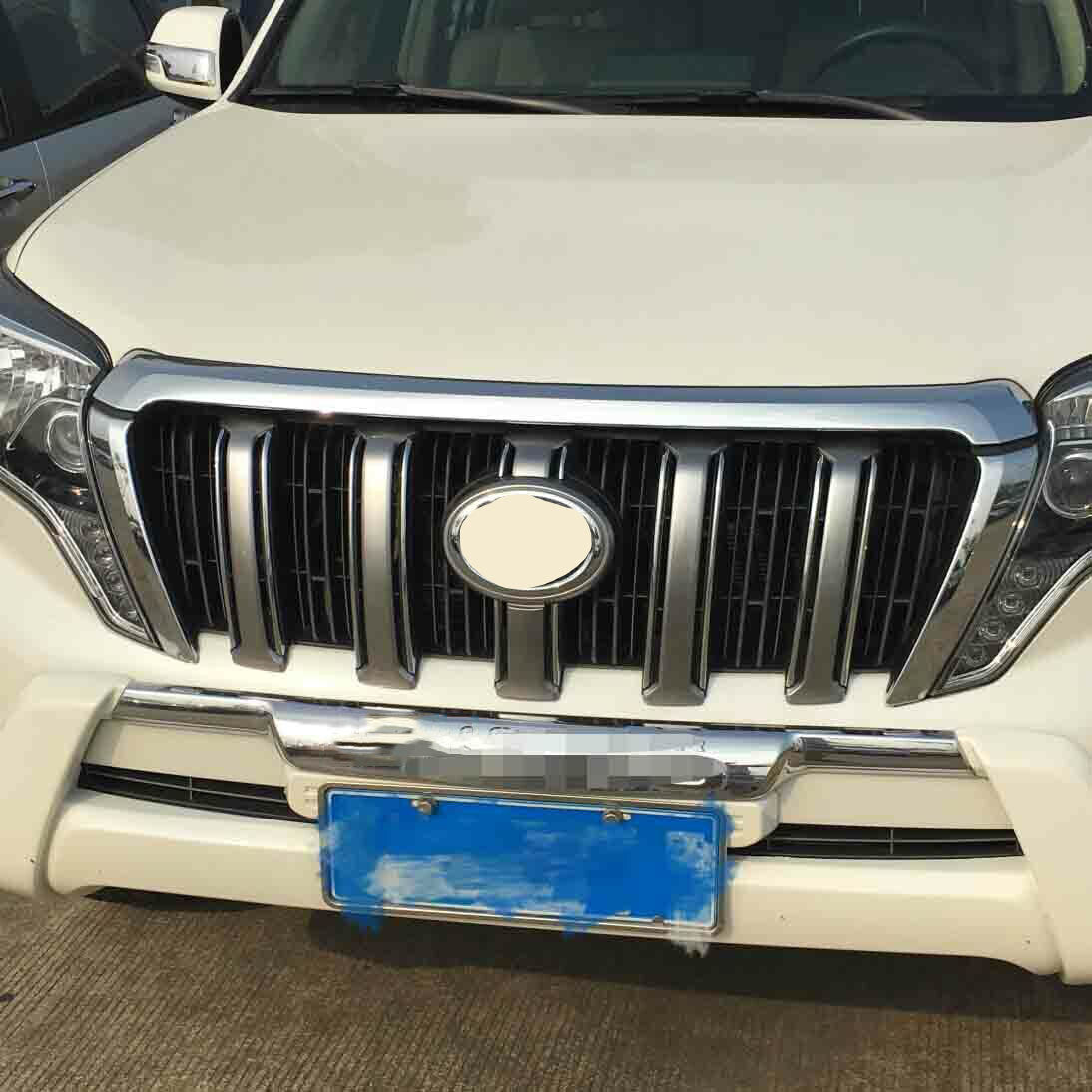 for Toyota Prado FJ150 2014-2017 Chrome ABS Front Hood Grille Strip Cover Trim