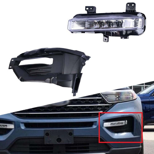 Left Side Bumper Fog Light w/ Trim Cover Fits 2020-2021 for Ford Explorer