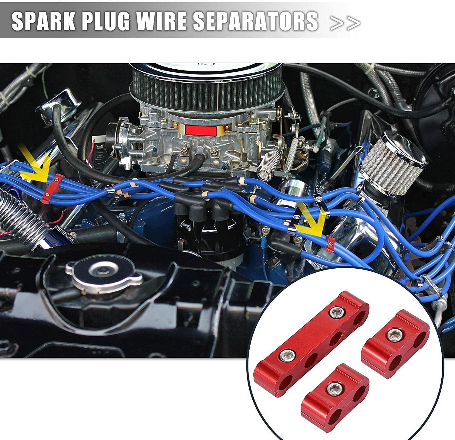 Engine wire separator spark plug wire separator aluminum 8/9/10 mm fits for Mustang