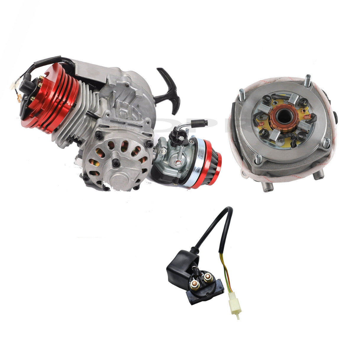 49cc 50cc Big Bore 2-stroke motor electric starter shredder for pocket bicycles and all-terrain vehicles