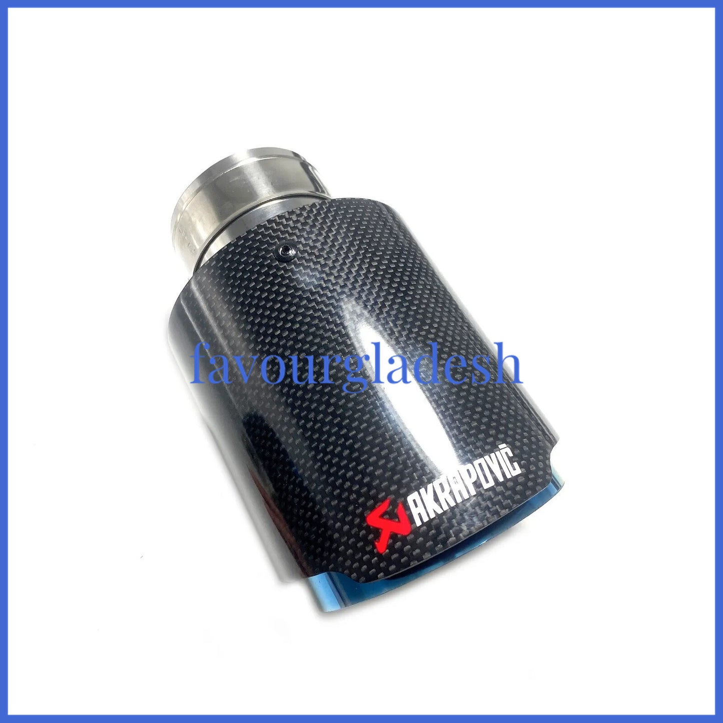 1X 2.5 63mm  4.5114mm Akrapovic Glossy Carbon Fiber Exhaust tip Blue End pipe