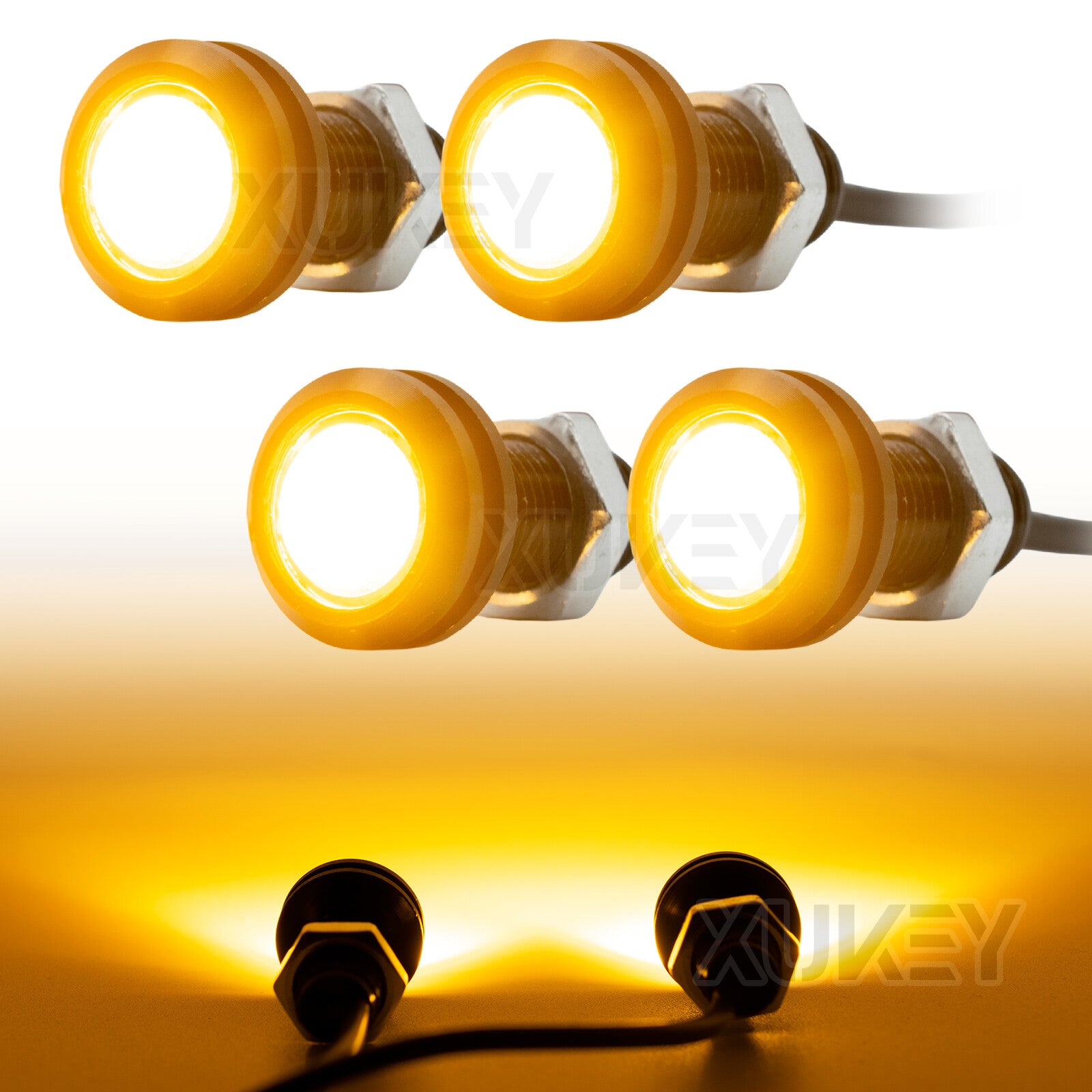 4x Amber for Eagle Eye LED Lights Motorbike Driving Car Lamp Parking Light 18mm