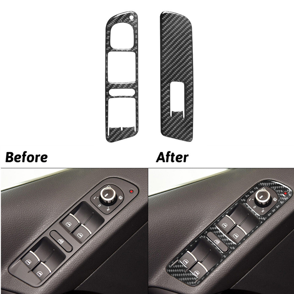Carbon Fiber Front Door Window Lift Switch Trim for Volkswagen for Tiguan 2013-2017