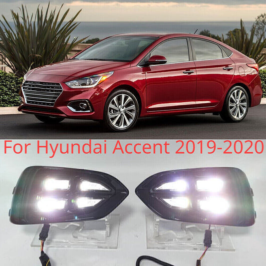 2Pcs for Hyundai Accent 2019-2020 Front Bumper Fog Lamp Modified LED White Light