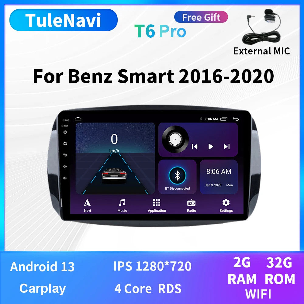 for Mercedes for Benz for Smart Fortwo 16-20 Android Car Stereo Radio CarPlay GPS Screen