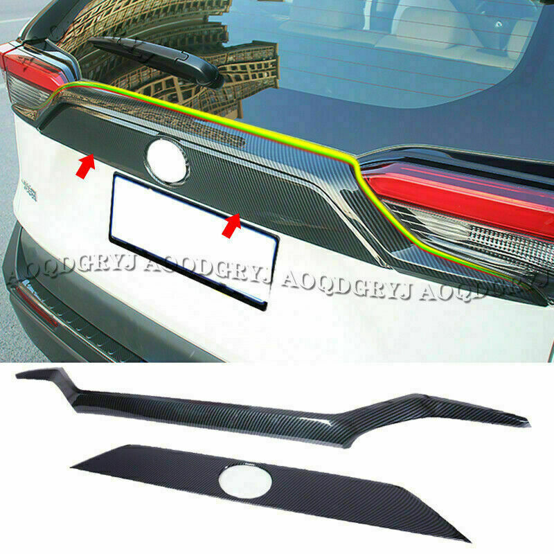 for TOYOTA RAV4 2019-2022 Carbon Fiber Rear Trunk Tailgate Strip Cover Trim 2pcs