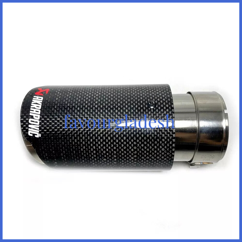 1 X IN 2.4 60MM OUT: 3.0 76MM Akrapovic Glossy Carbon Fiber Pipe Exhaust Tip