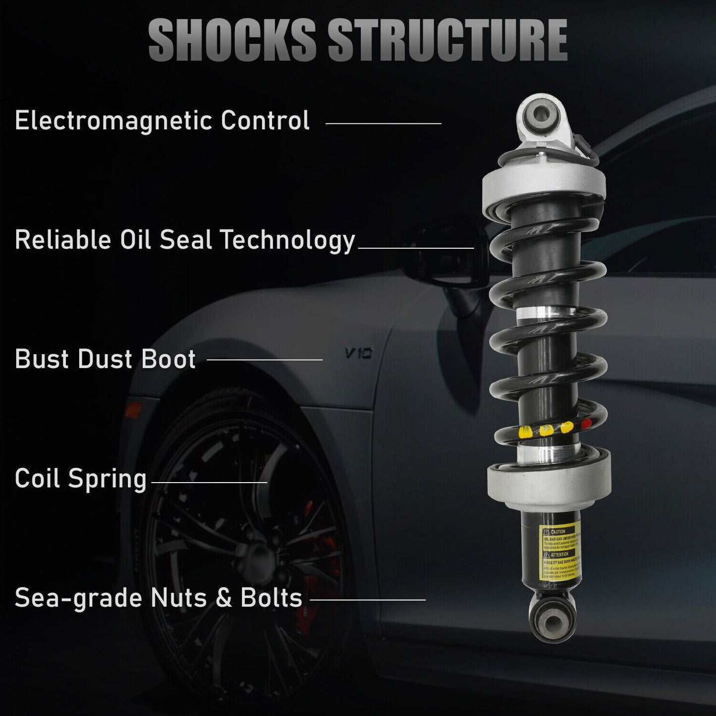 Two rear shock absorbers suitable for Mercedes-Benz W205, C300, C400, C450, C63, and AMG models (2015-2020).