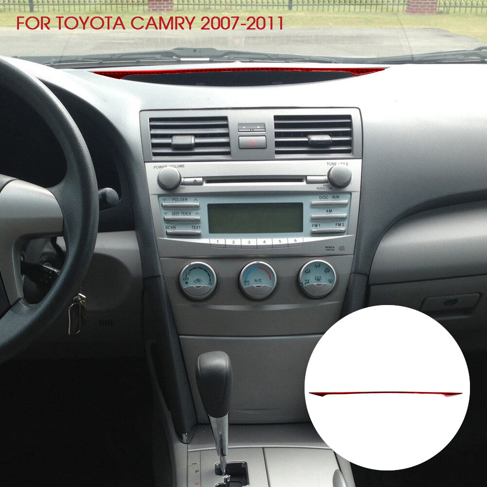 Red Carbon Fiber Center Display Decorative Cover Trim for Toyota for Camry 2007-2011