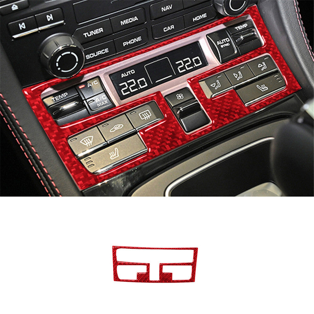 Red Carbon Fiber Air Conditioning Panel Cover Trim for Porsche 718 2016-2022