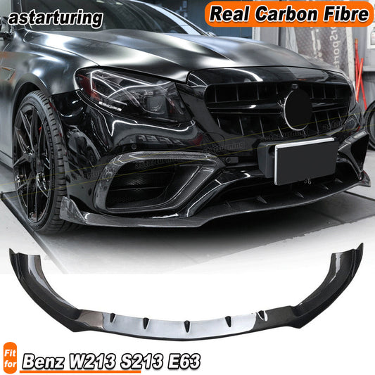 for Mercedes-Benz W213 S213 E63 AMG 2016-20 REAL Carbon Front Bumper Lip Spoiler