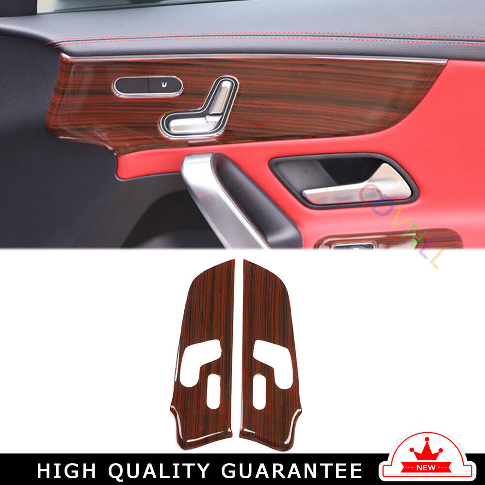 Car Inner Door Panel Cover Trim 2X Fit for Mercedes-Benz AMG35 19-2021 Red Wood