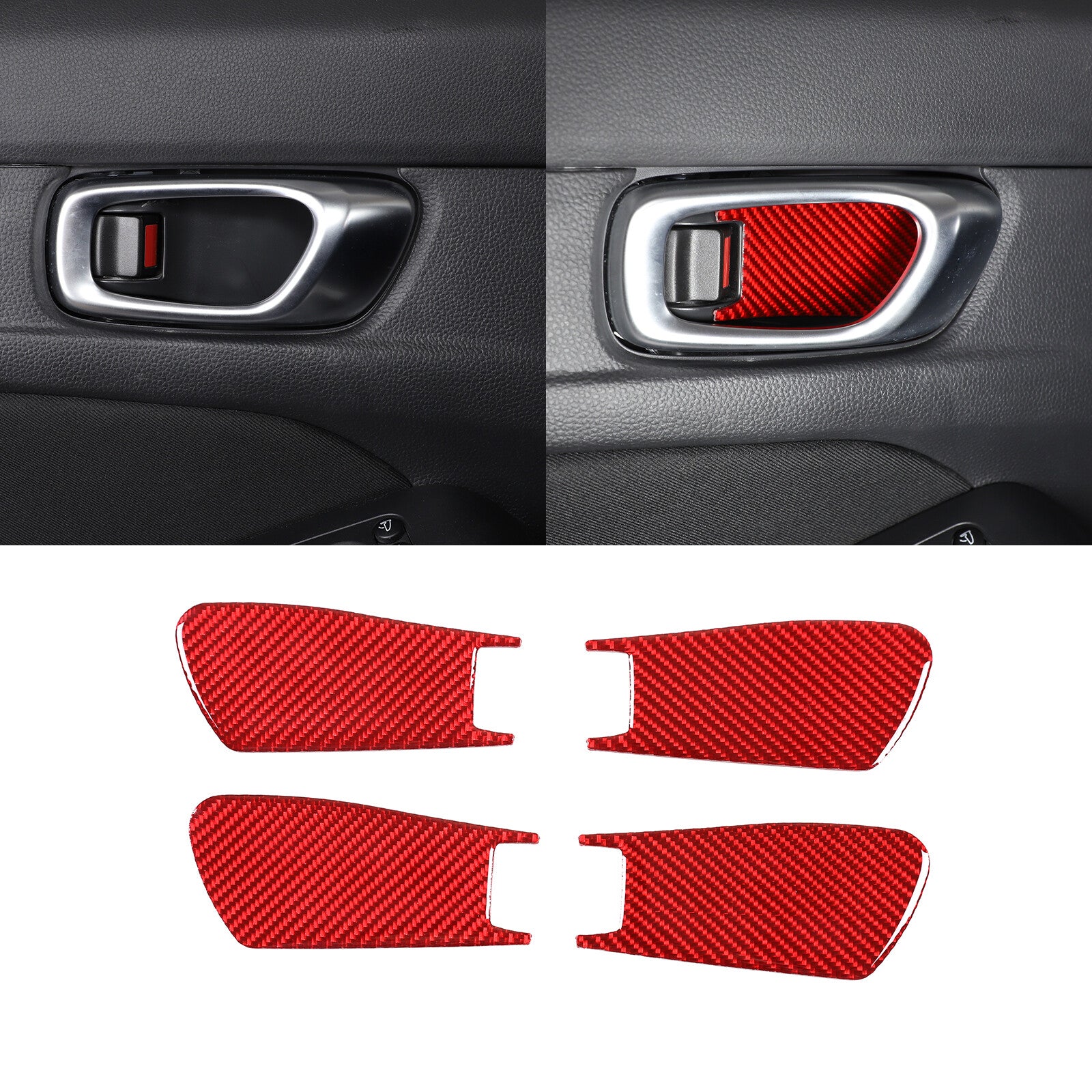 2 Red Carbon Fiber Headlight Switch Frame Cover Trim for Corvette C7 2014-2019