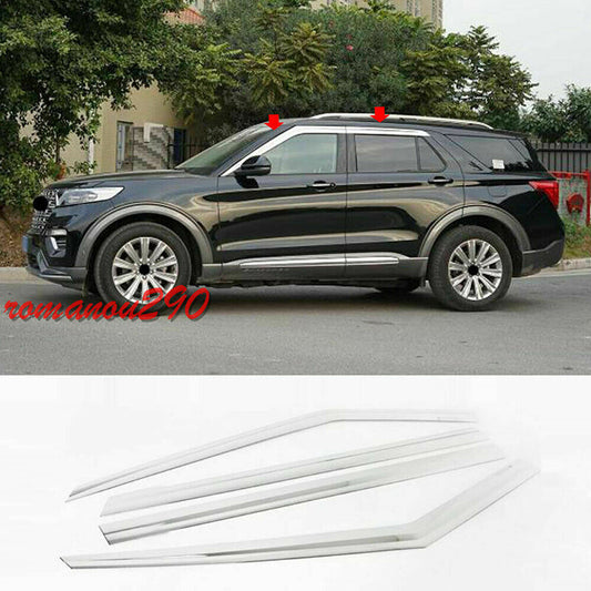 4p for Ford Explorer 2020-2022 Chrome Window Vent Visor Sun Rain Deflector Guard