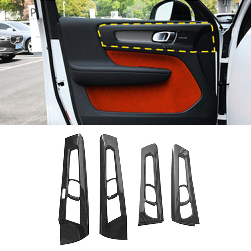 Interior Door Handle Bowl Panel Cover Trim Carbon Fiber Fit for Volvo XC40 2018-2021