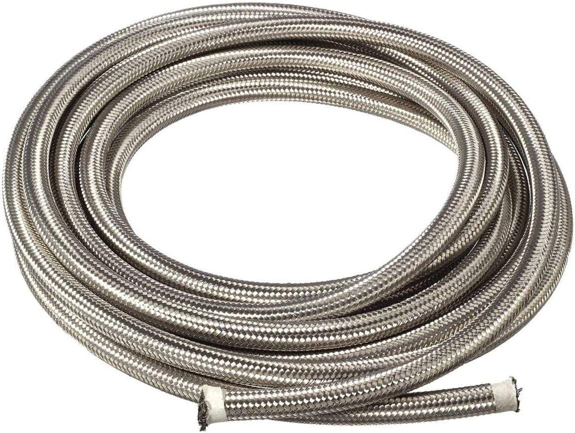PTFE fuel line hose 6AN 3/8 inch connector kit, braided nylon, stainless steel, oil and gas fitting.