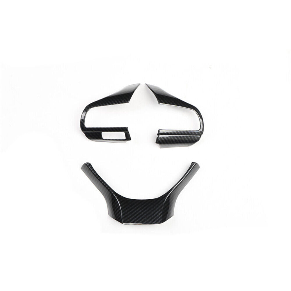 Steering Wheel Button Frame Trim 3PCS Fit for Lexus RX 16-20 Black Carbon Fiber