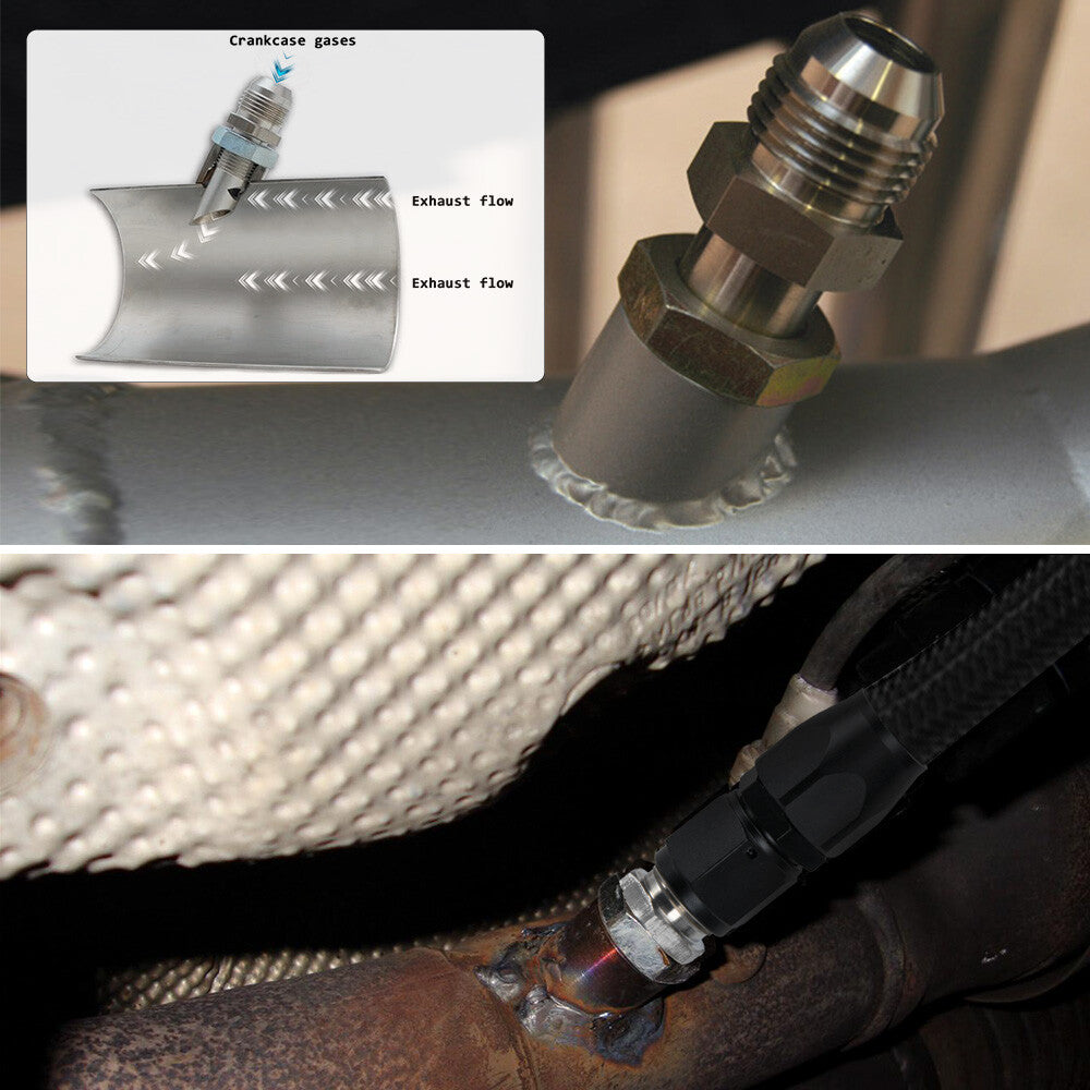 Exhaust Vacuum Catch Can Vent E-VAC Scavenger Kit Stainless Steel E-VAC Fitting