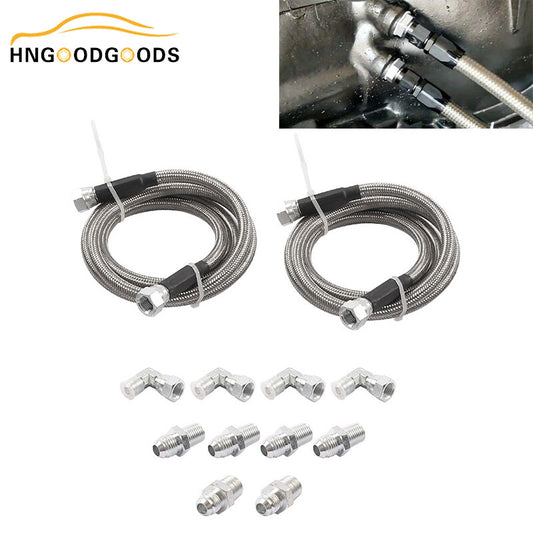 Transmission cooler hose fittings made of stainless steel braided wire, suitable for TH350/700R4/TH400