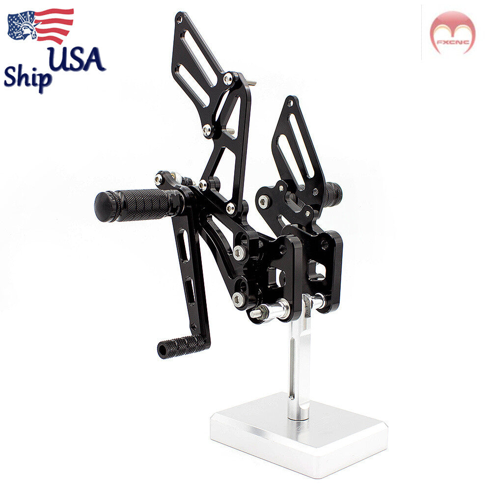 CNC aluminum alloy pedals suitable for Suzuki GSXR600/750 2006-2010 models, including footstool, gears, and spikes.