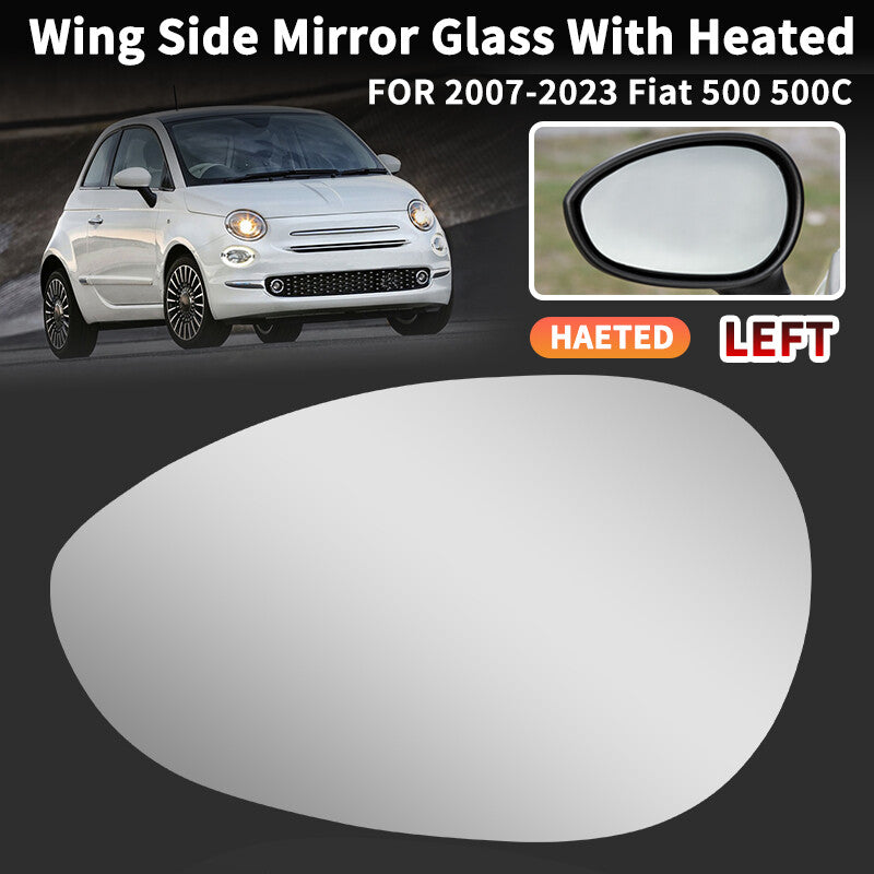 Wide Angle Wing Mirror Glass Heated Driver Left for 2007-2024 for FIAT 500 500c US