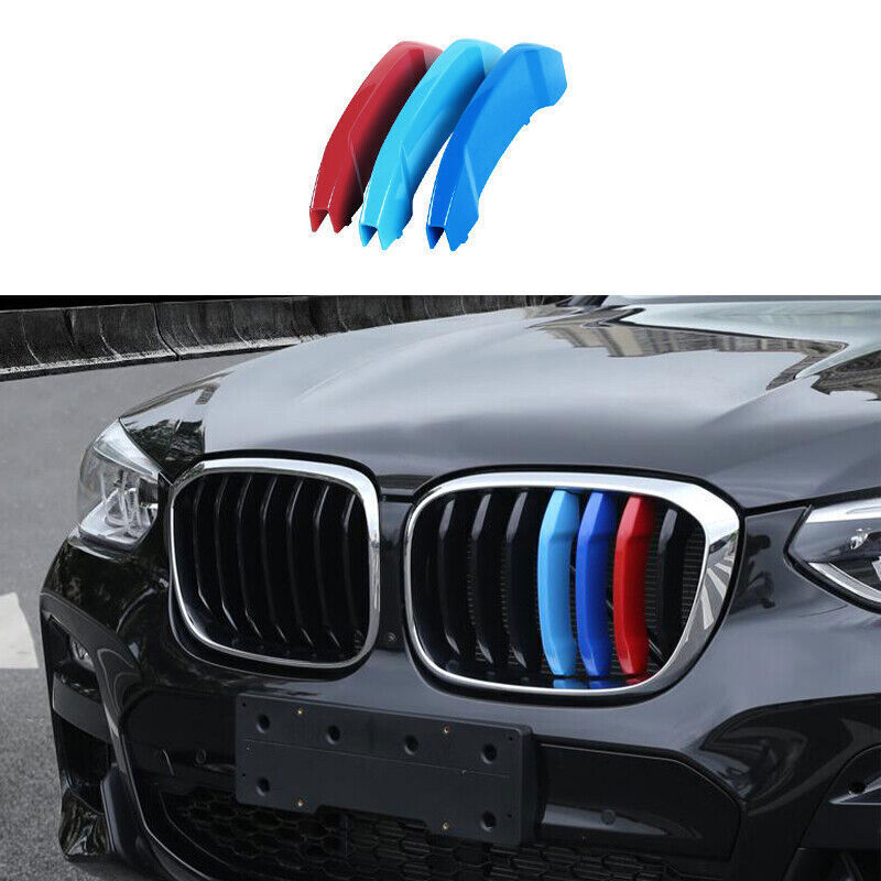 for BMW X3 X4 2018-2021 3-Color Front Center Mesh Grille Grill Strips Cover Trim