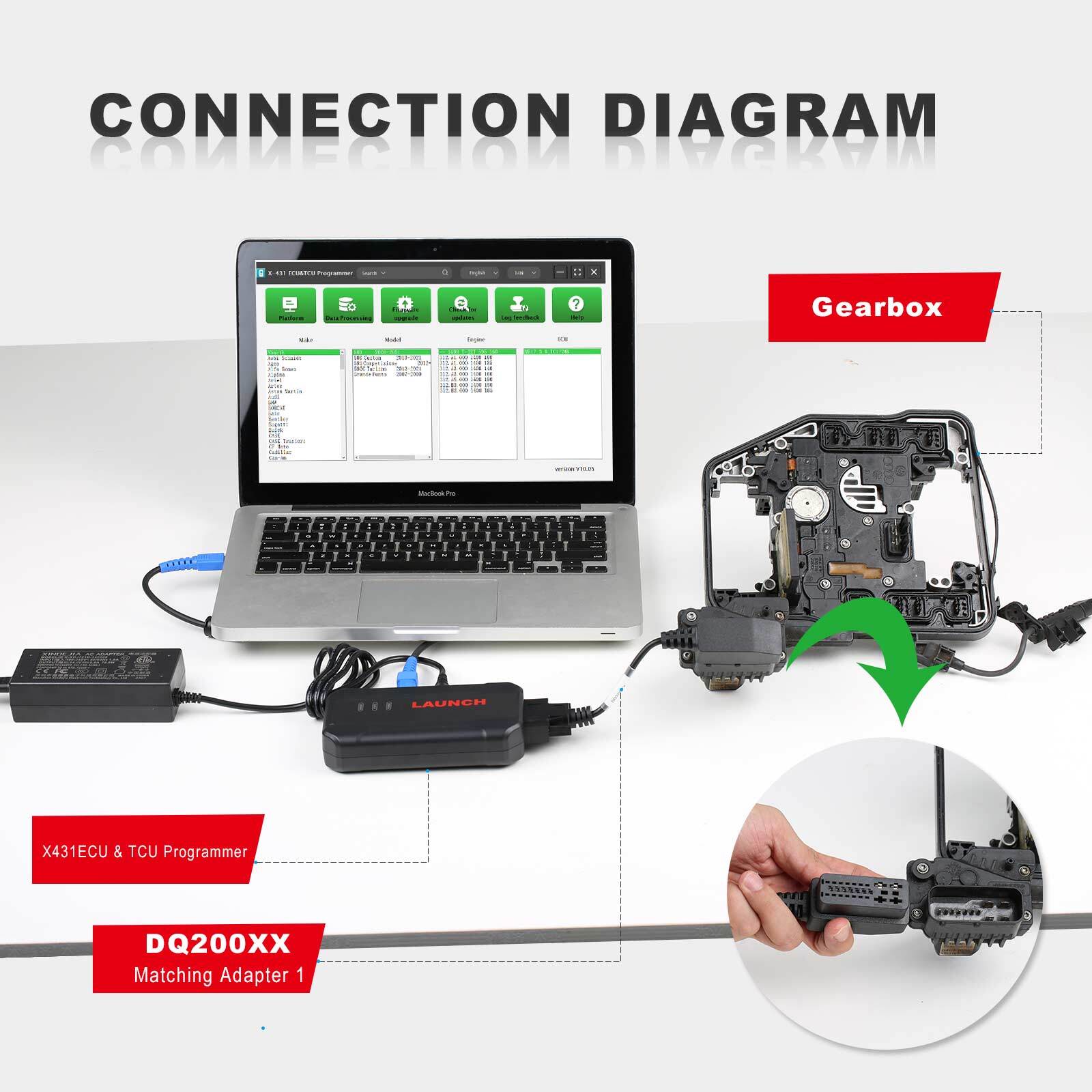 Launch X431 E-CU Programmer Gearbox Clone Adapler Connect For X-prog3,PC Adapter