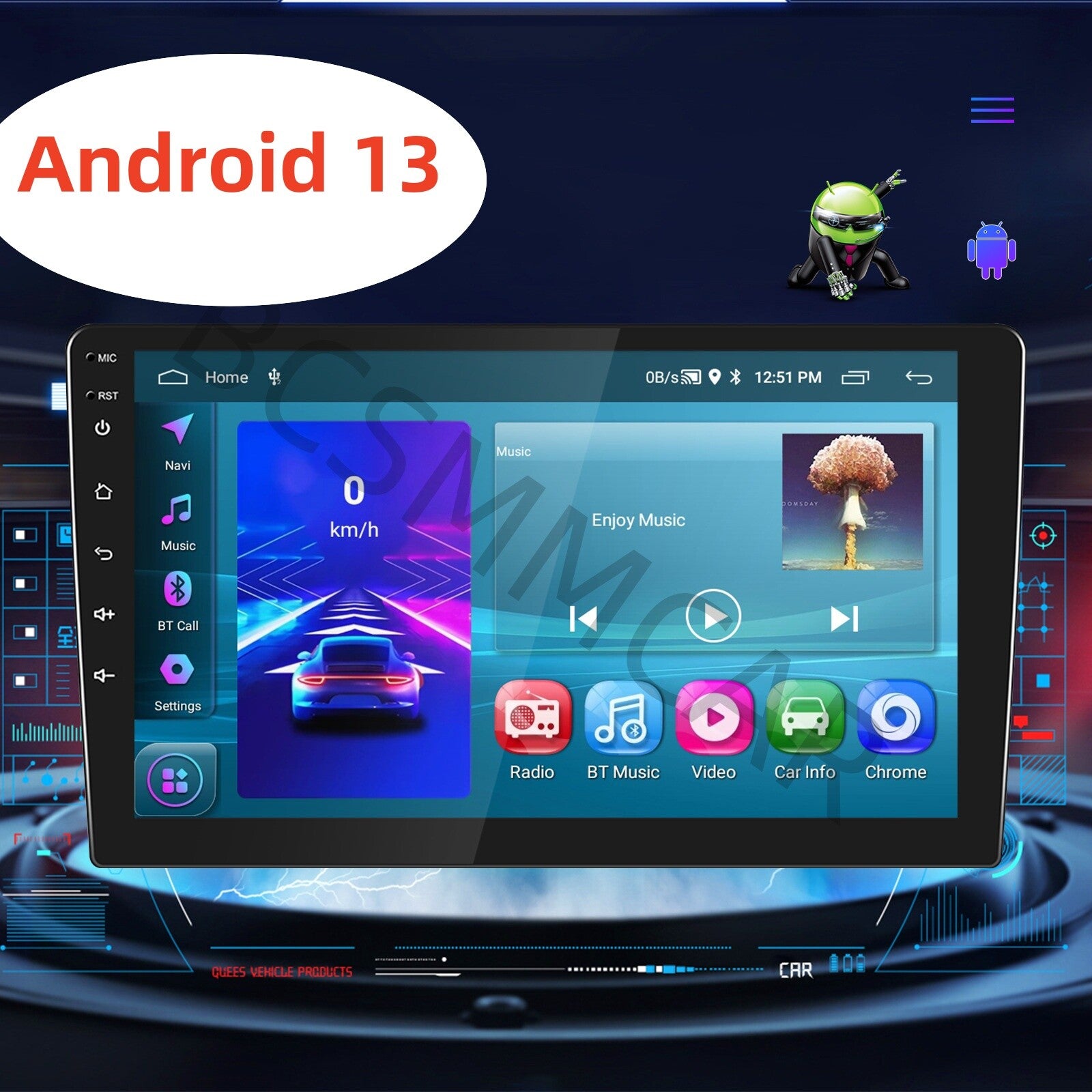 Double 2DIN 10in Android 13 For Apple Carplay Touch Screen Car GPS Stereo Radio