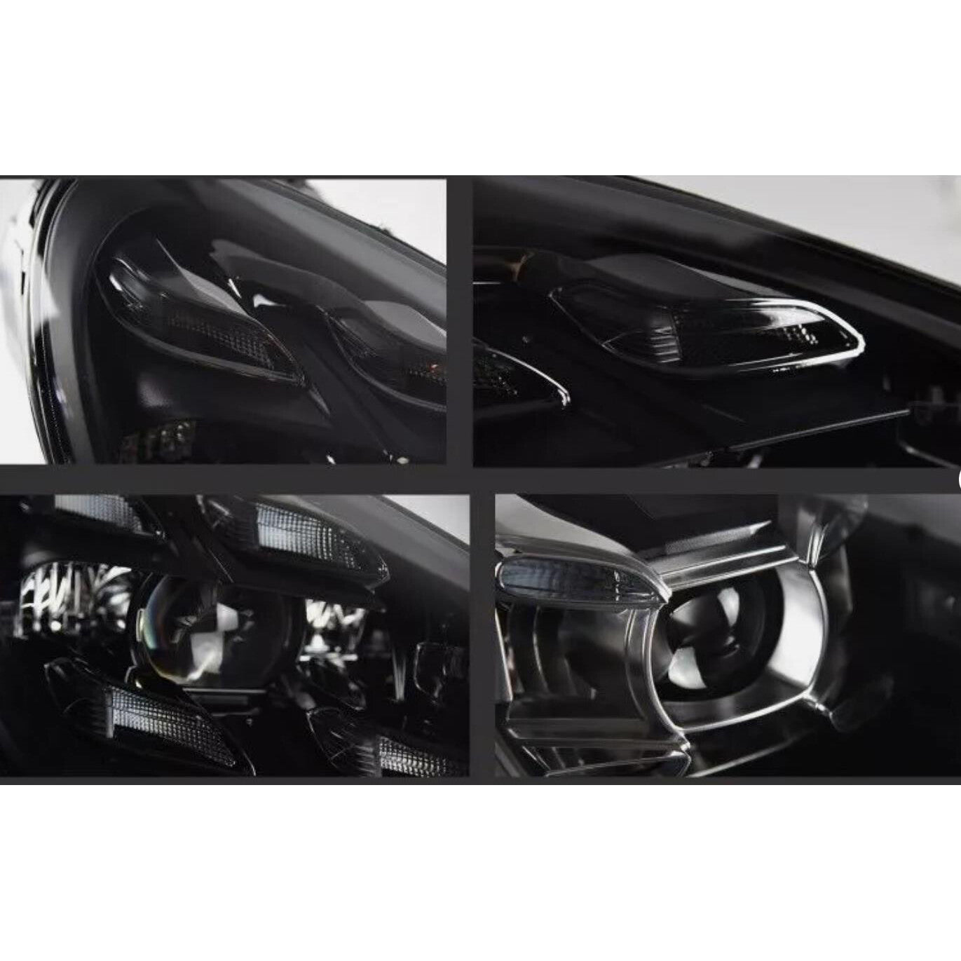 A pair of LED headlight assemblies for the for Porsche for Cayenne 2011-2018 (Animation)