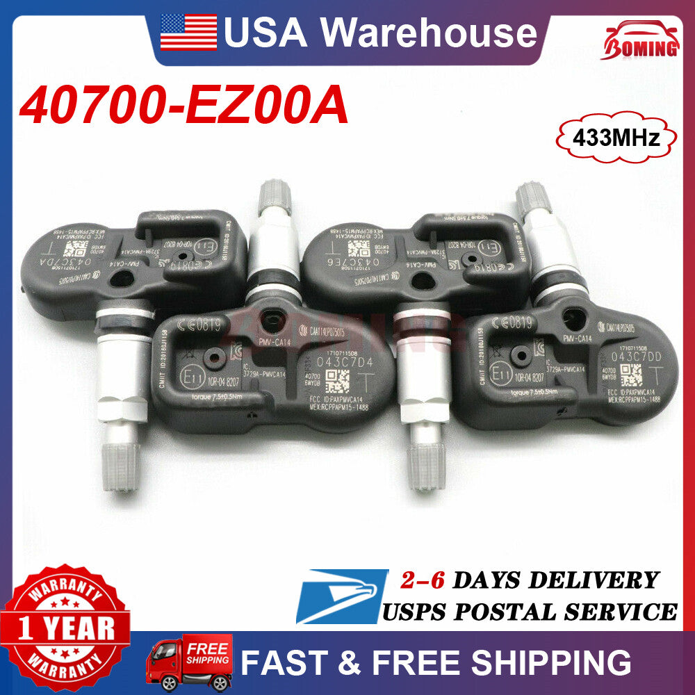4x New 40700-EZ00A TPMS TIRE PRESSURE SENSOR for Nissan Titan XD 2016-21 433Mhz