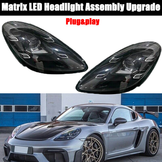 Pair Matrix Full LED Headlight DRL Upgrade for Porsche 718 Boxter Cayman 2016-23