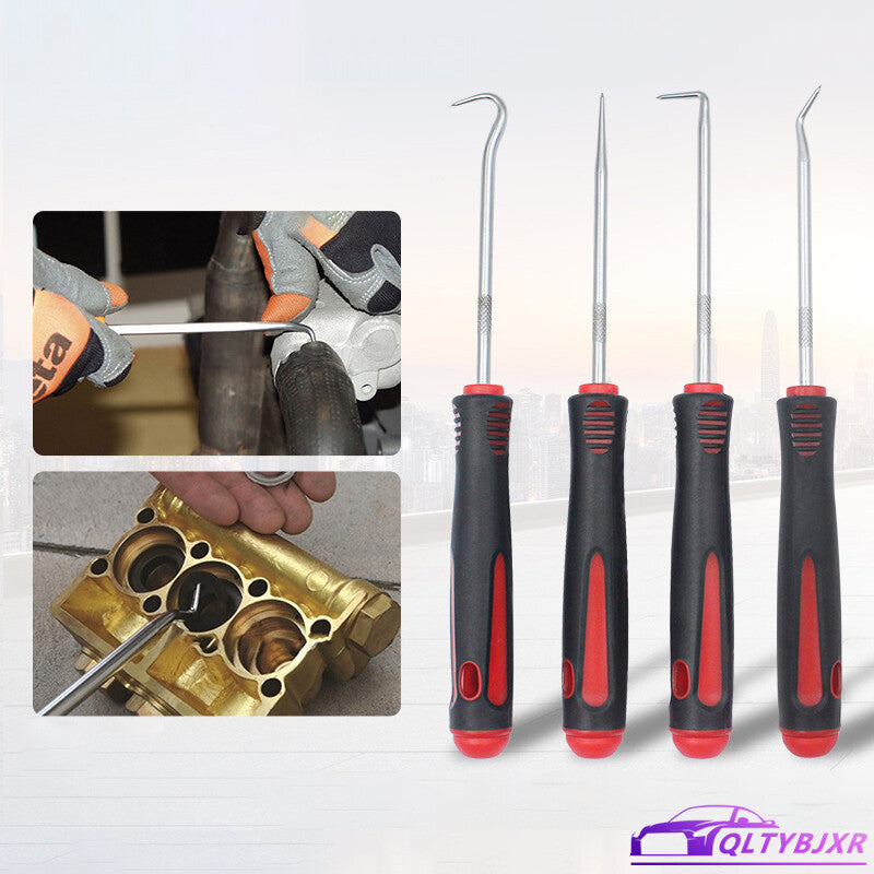 4x Long Reach Pick And Hook Probe Set Oil Seal Hook O Ring Seal Remove Tool Red