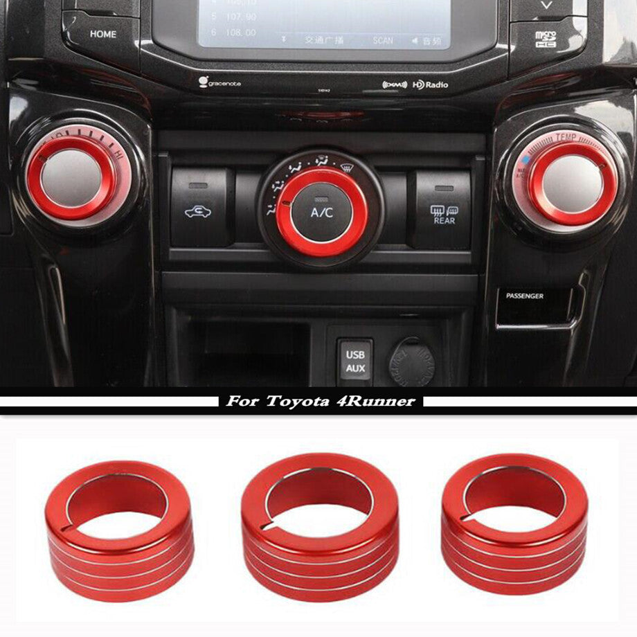 Red 3P Internal AC Switch Blade Cover Decorative Ring for Toyota 4Runner 10-23