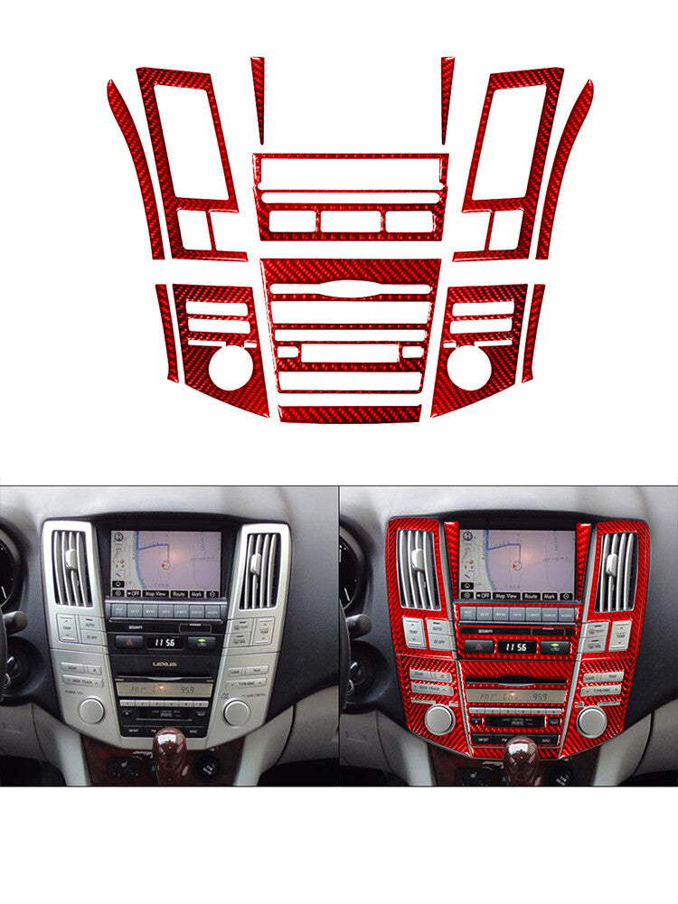 13x Red Carbon Fiber Central Console Cover Trim for Lexus RX330 RX350 2004-2009