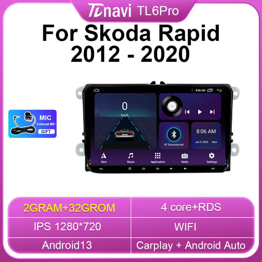 for Skoda Rapid for VW for Volkswagen for Golf Polo Android CarPlay Car Radio GPS 4G Screen