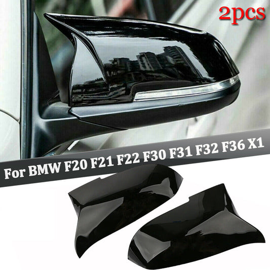 2x Wing Mirror Cover for BMW F20 F21 F30 F31 F32 F36 X1 E84 F87 Glossy Black