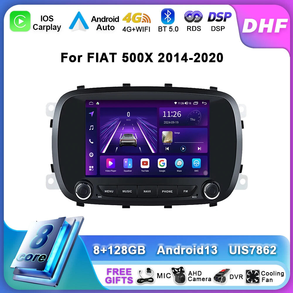 for FIAT 500X 2014-2020 Stereo CarPlay Car Radio GPS Multimedia Player Screen