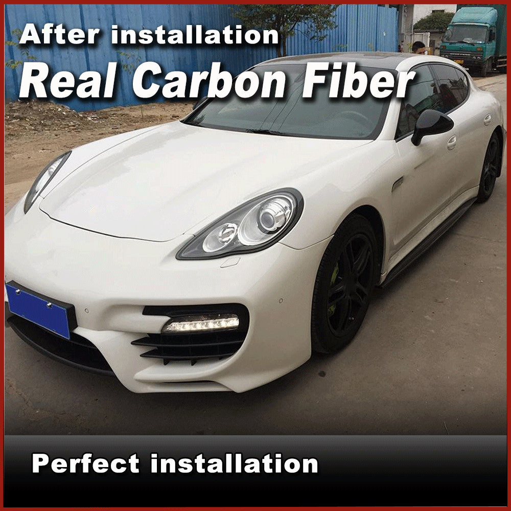 Fit for Porsche for Panamera 2010-2013 REAL Carbon Side Skirt Extension Lip Spoiler