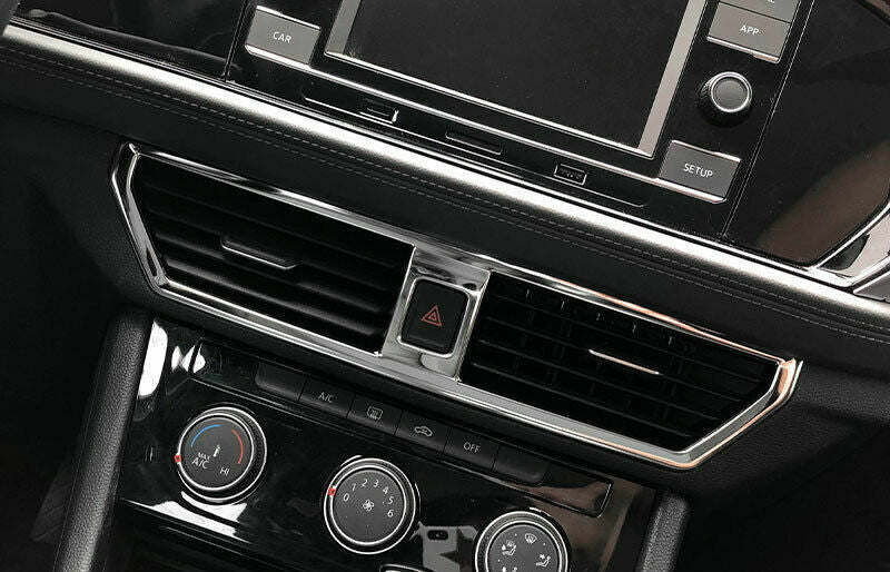 Silver Steel Central Console Outlet Vent Trim for Volkswagen for Jetta Mk7 2019-2021