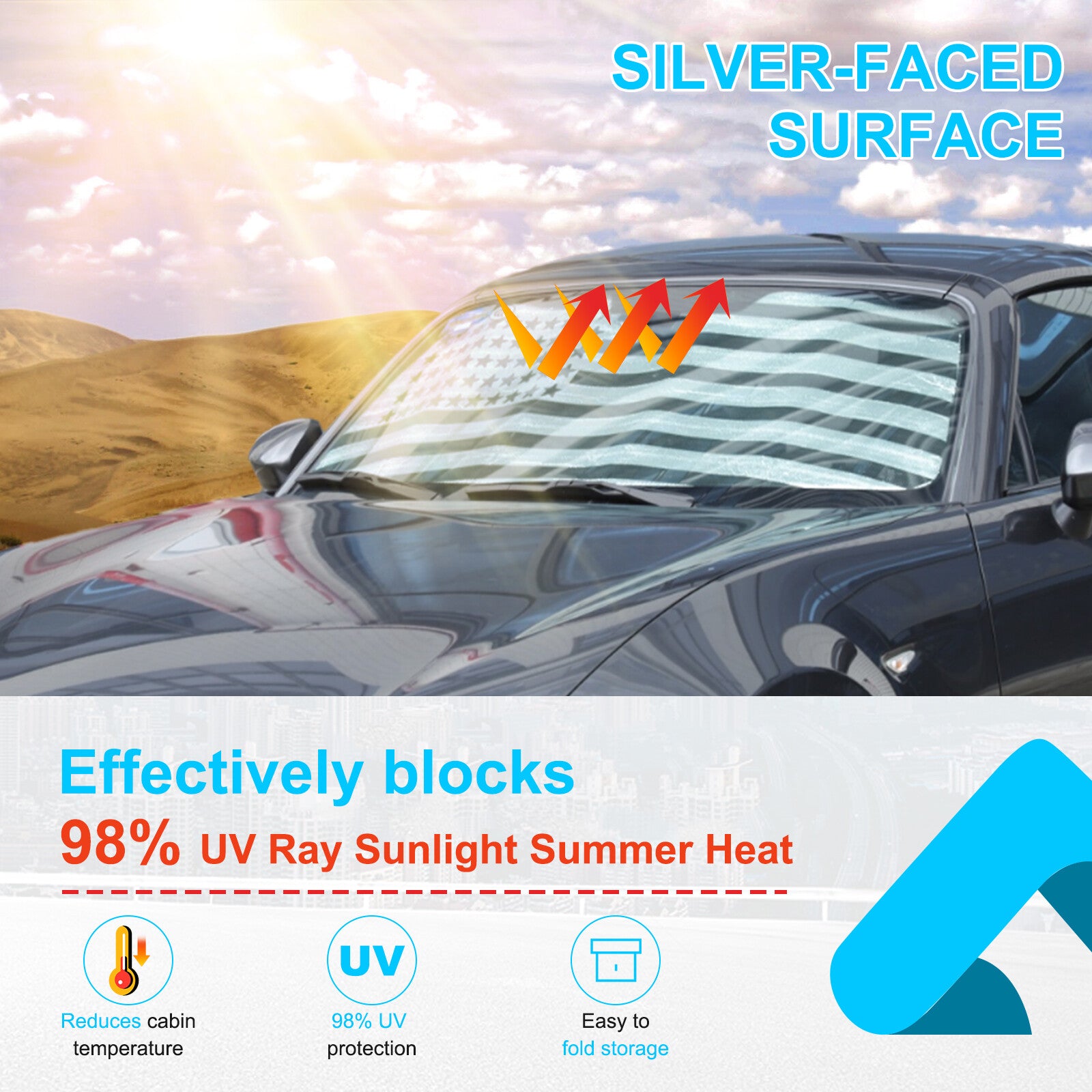 American flag windshield sunshade UV block cover for Mazda MX-5 2009-2015