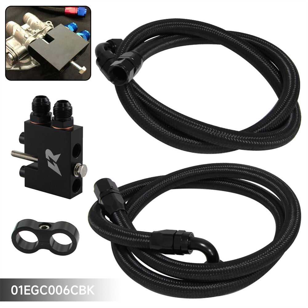 Oil Filter Adapter Plate + 2PCS Hoses for BMW 3 Series N54 335 335i E90 E93 BK