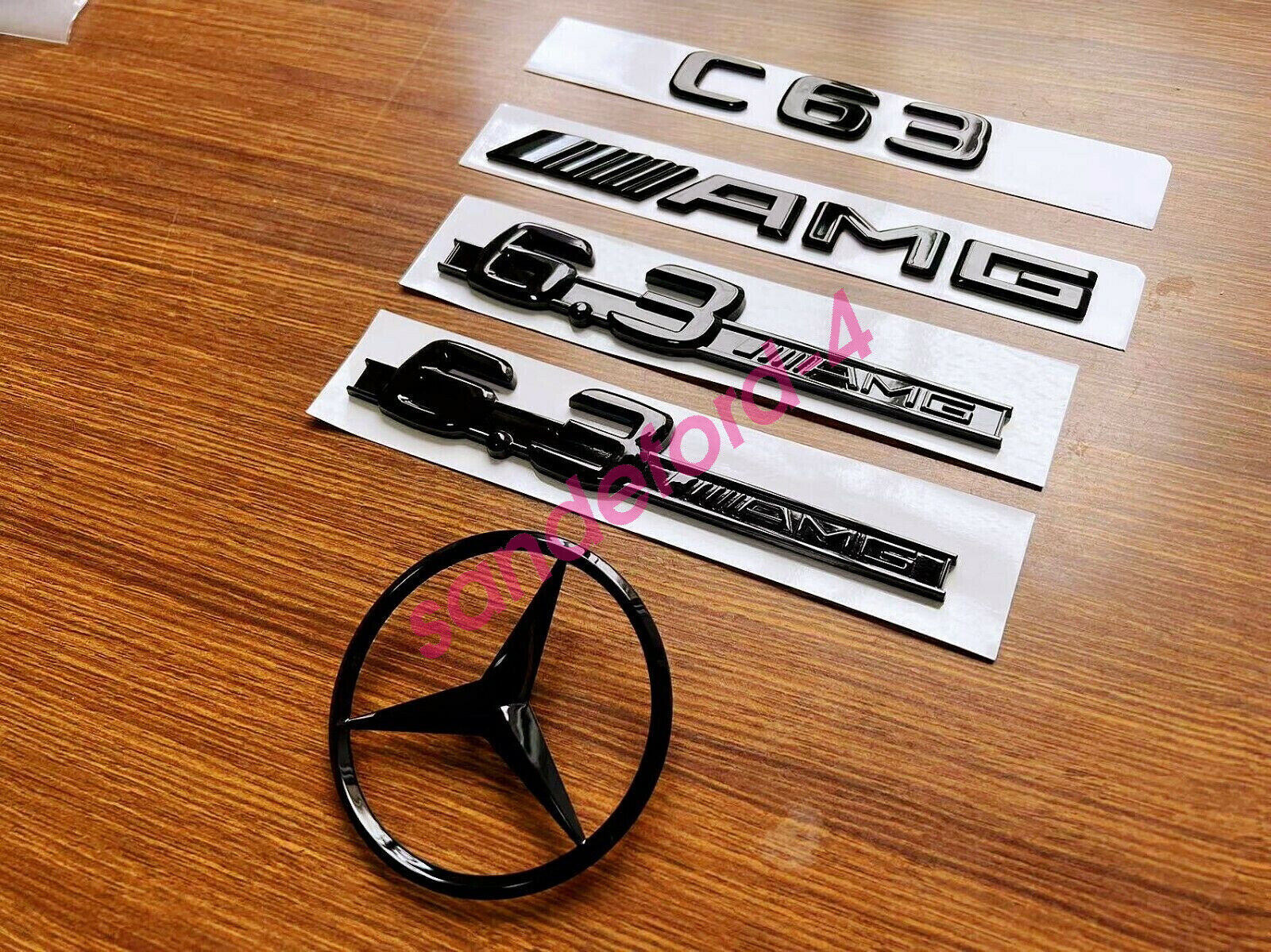 Glossy black C63 AMG and rear star side 6.3 AMG badge available for W204 507