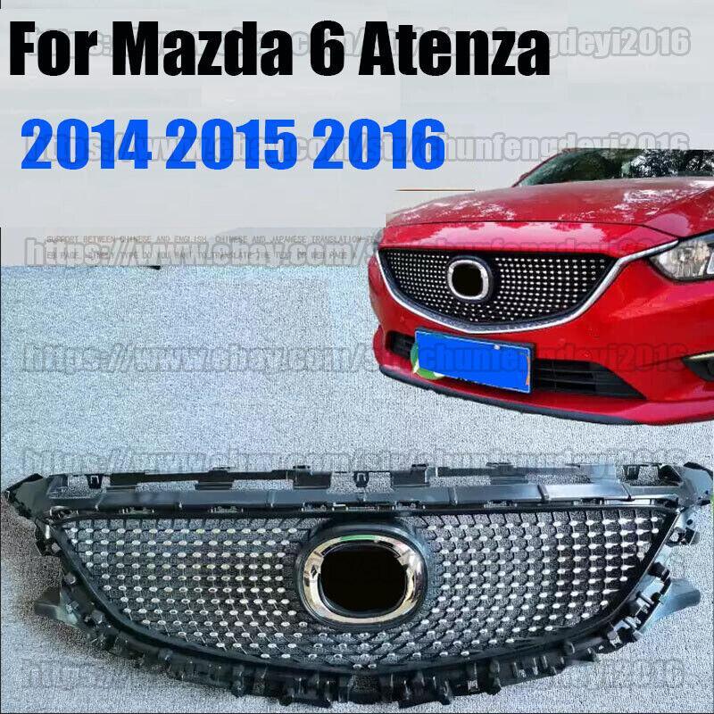 for Mazda 6 Atenza 2014 15 2016 Car Diamond Front Bumper Mesh Hood Grille Grill