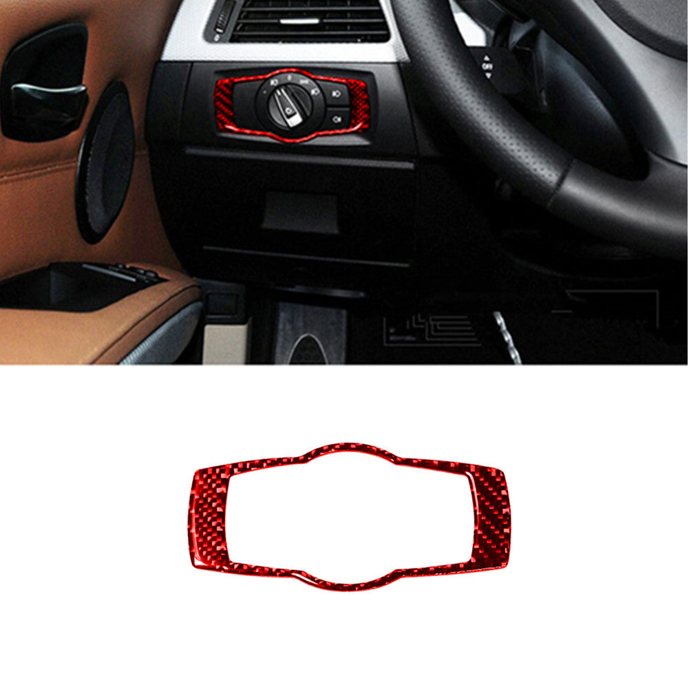 for BMW E90 E92 2008-2012 Carbon Fiber Headlight Switch Knob Trim Red