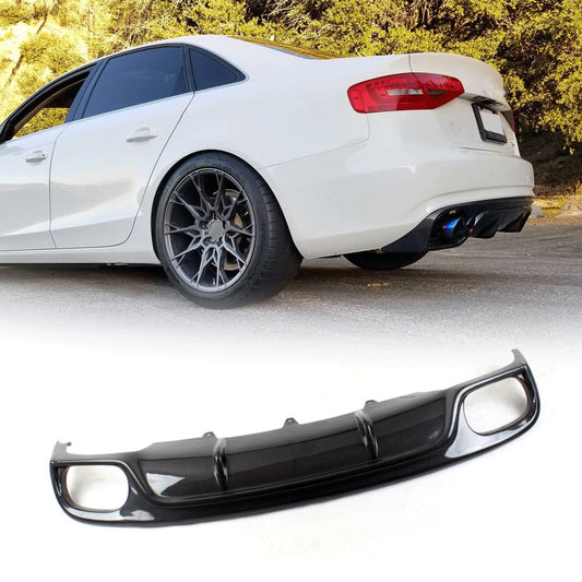 Carbon Fiber Rear Bumper Lip Diffuser Spoiler Fit for Audi A4 B9 Sedan Non-Sline