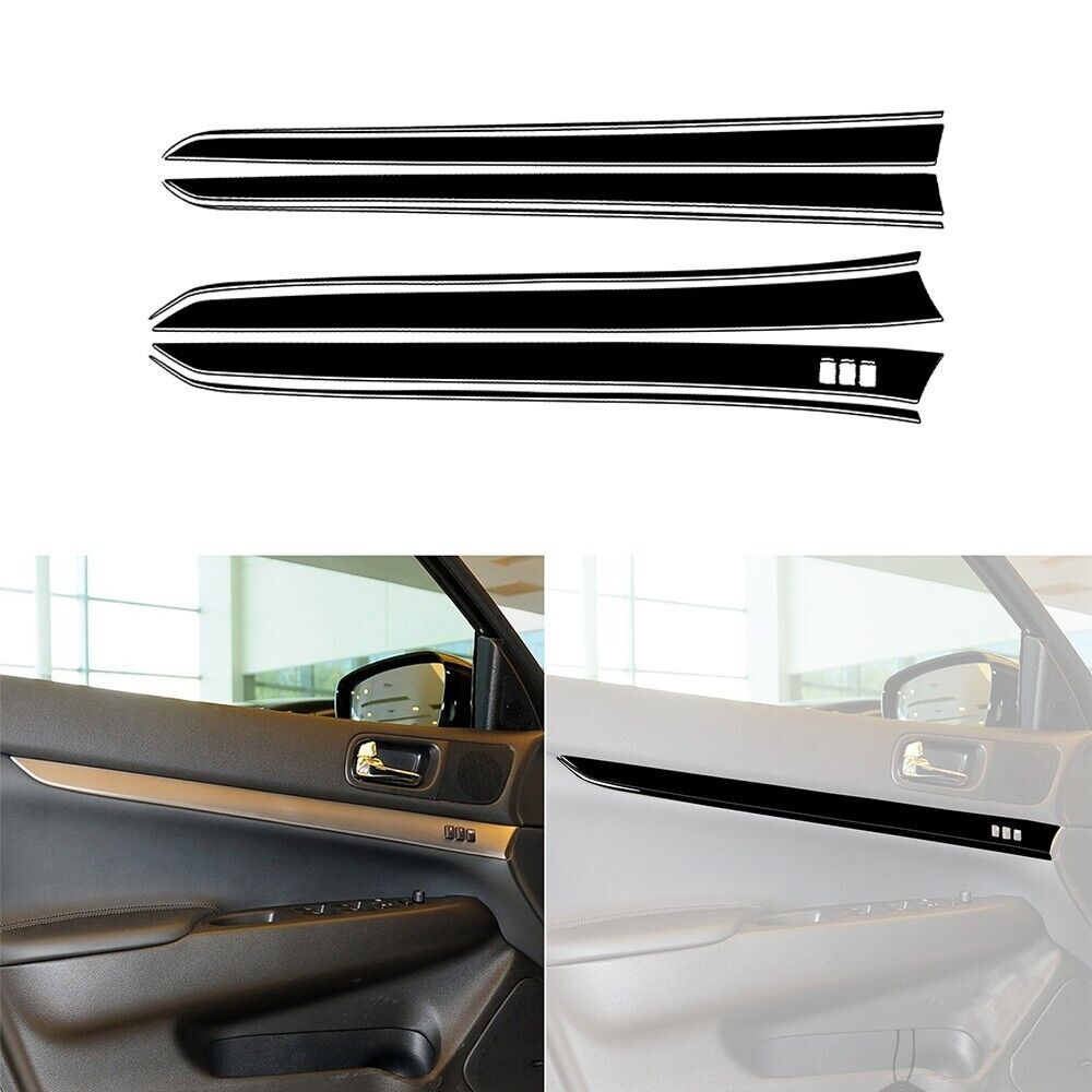 8Pcs Piano Black Interior Door Strips Cover Trim for Infiniti G37 2010-2013
