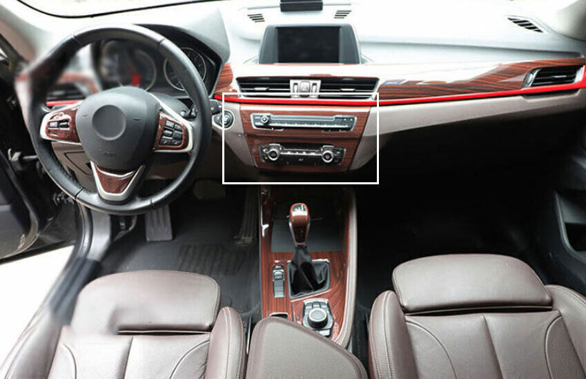 for BMW X1 F48 2016-2022 ABS Wood Grain Car Console AC Button Control Frame Trim