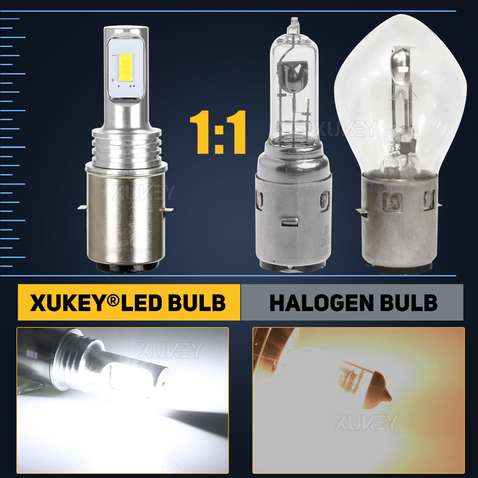 BA20D S2 S1 H6 LED Motorcycle Headlight Bulb Hi/ Lo Spot Beam Motorbike Headlamp