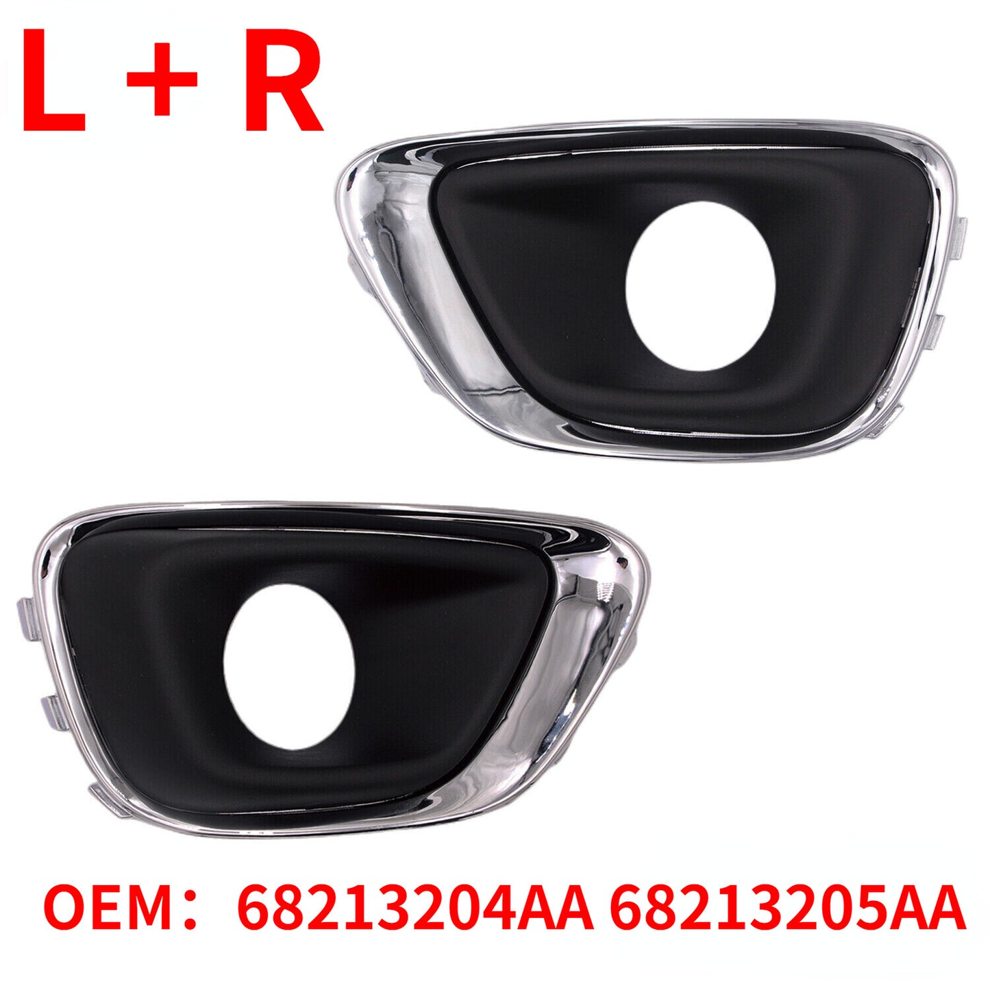 Pair Front Fog Light Lamp Bezel Cover Frame Fit for Jeep Compass 2014 - 2016